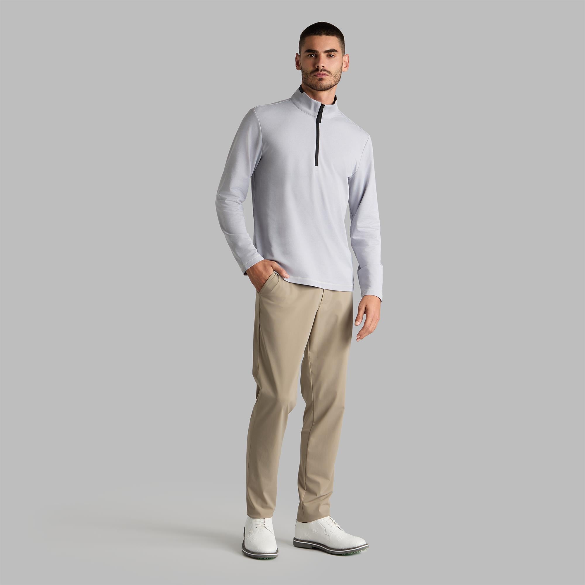 G/FORE Lightweight French Terry Mens Golf Mid Layer Light Grey Melange